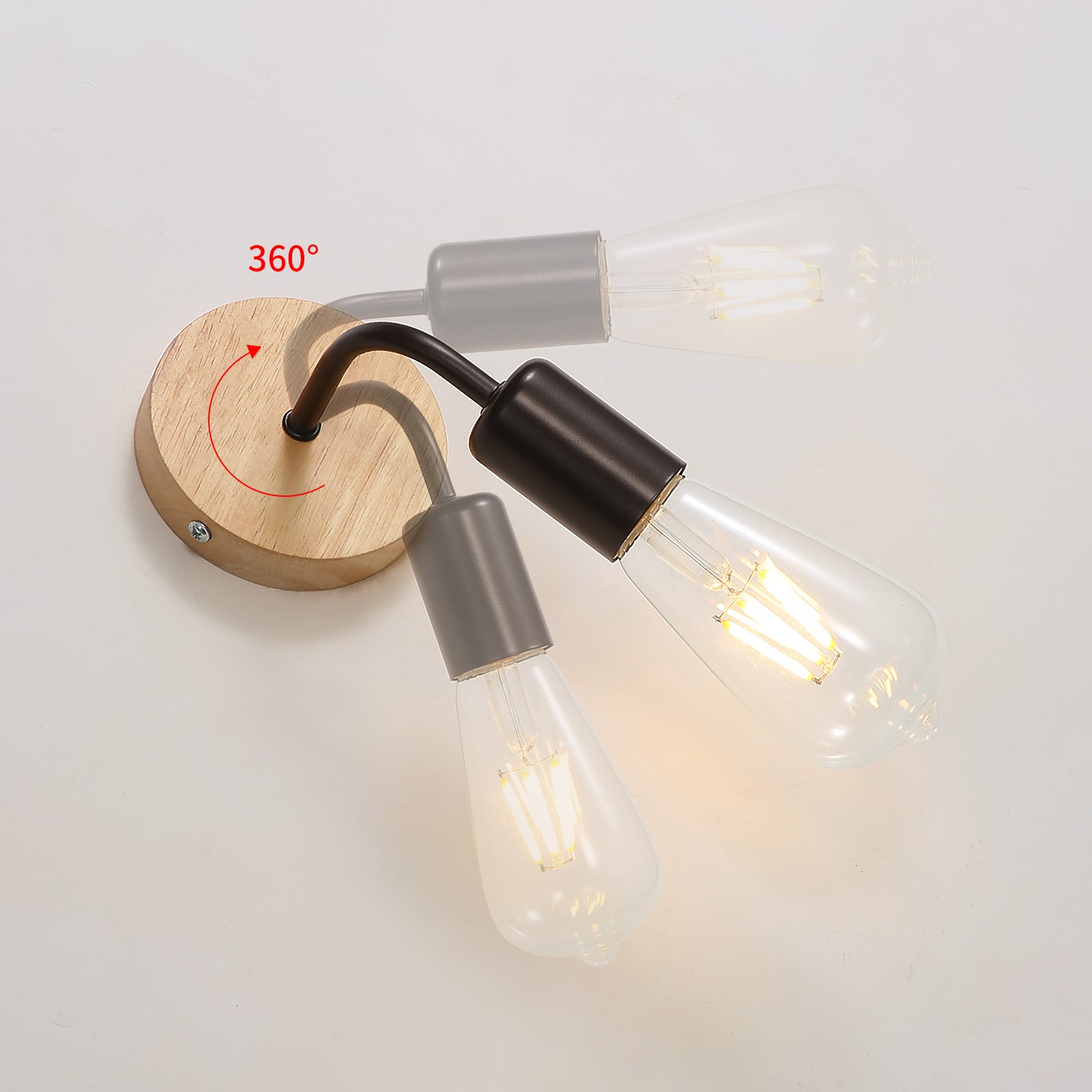 GOECO Applique Murale Interieur Industrielle 2 Pack, Lampe Murale en Bois Métal, Appliques Wall Decoration Murale Rétro pour Salon, Chambre , Le p - 9