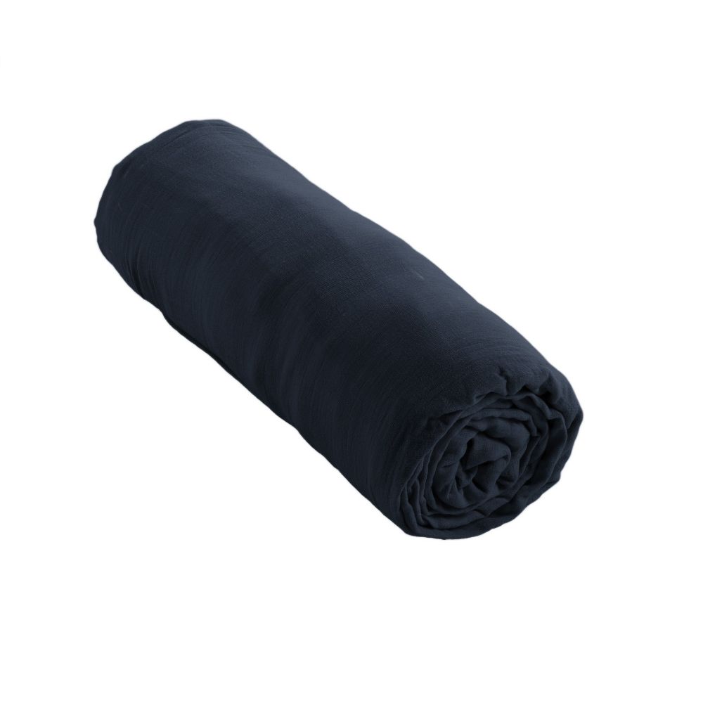 Drap housse 180x200 cm en Gaze de coton Minuit - 3