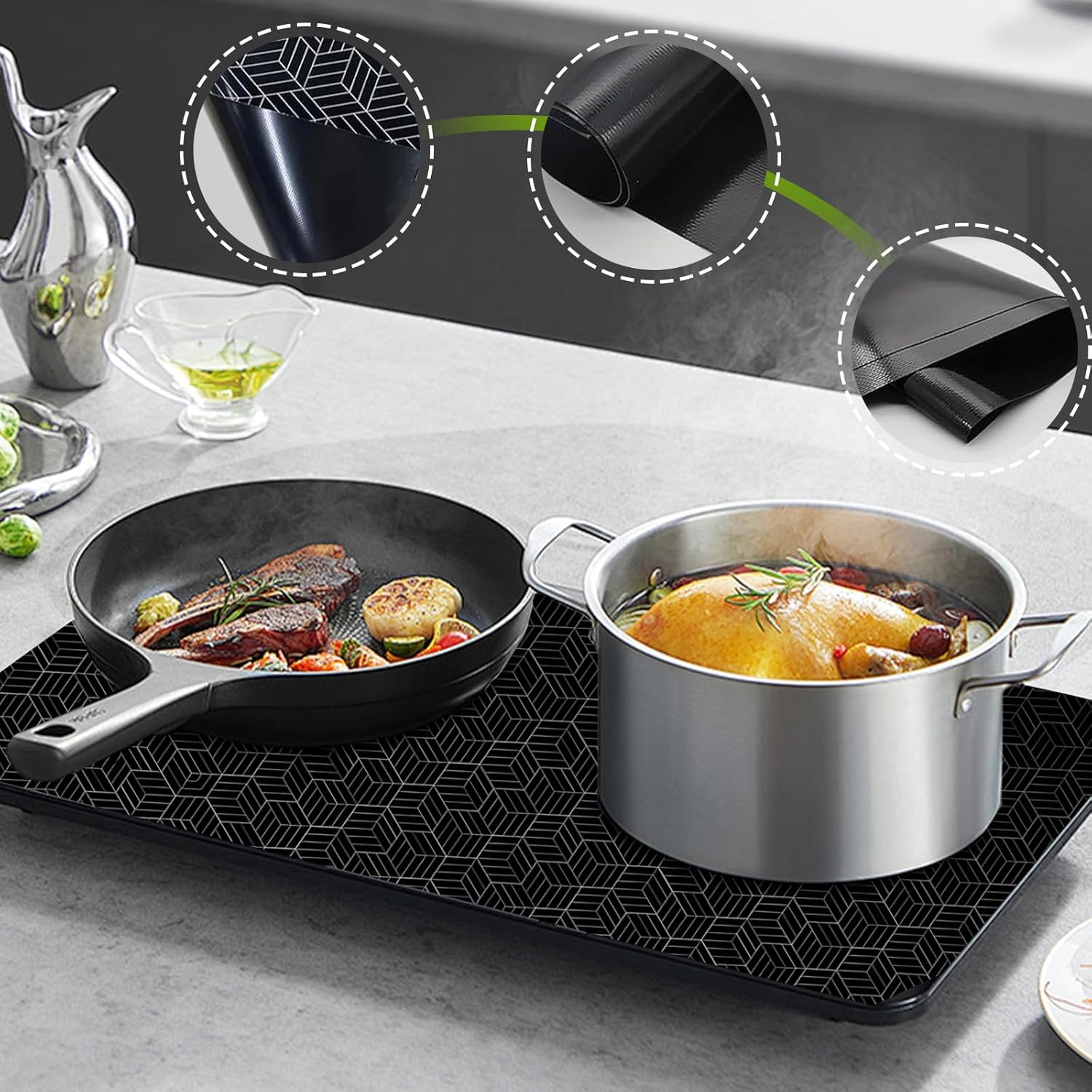 52x78cm Protege Plaque Induction, Couvre Plaque De Cuisson Induction, -40°C~240°C, Facile à Nettoyer, Idéal Comme Tapis à Induction pour Protéger - 4
