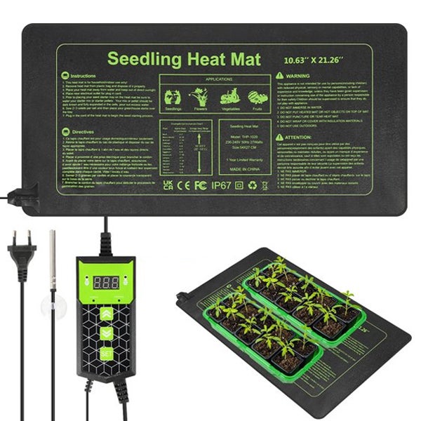 Mata grzewcza do sadzonek, 10" x 20,75", wodoodporna mata grzewcza do szklarni, mata grzewcza zewnętrzna 20°C/68°F - 42°C/108°F