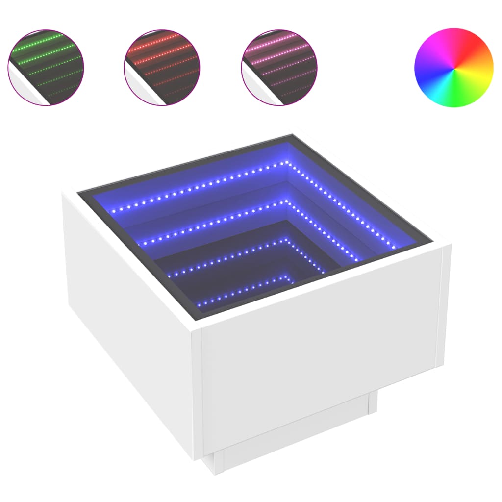 Table de chevet avec LED infinie blanc 40 x 40 x 30 cm - 2