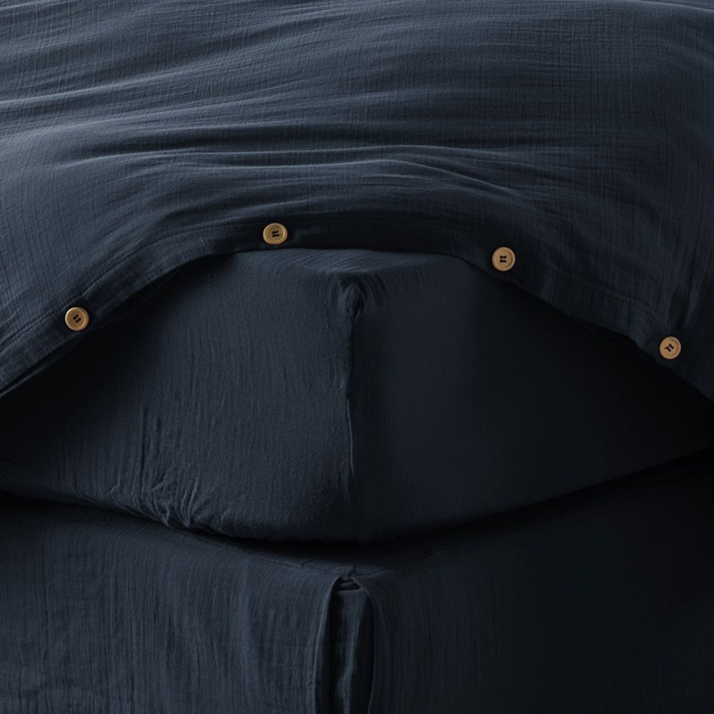 Drap Housse 160x200 Cm En Gaze De Coton – Gaïa Safran – Housse De Rêve