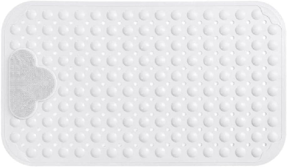 Mata prysznicowa antypoślizgowa, mata prysznicowa z poduszką masującą, 90 x 60 cm, mata antypoślizgowa do wanny z przyssawkami, biała