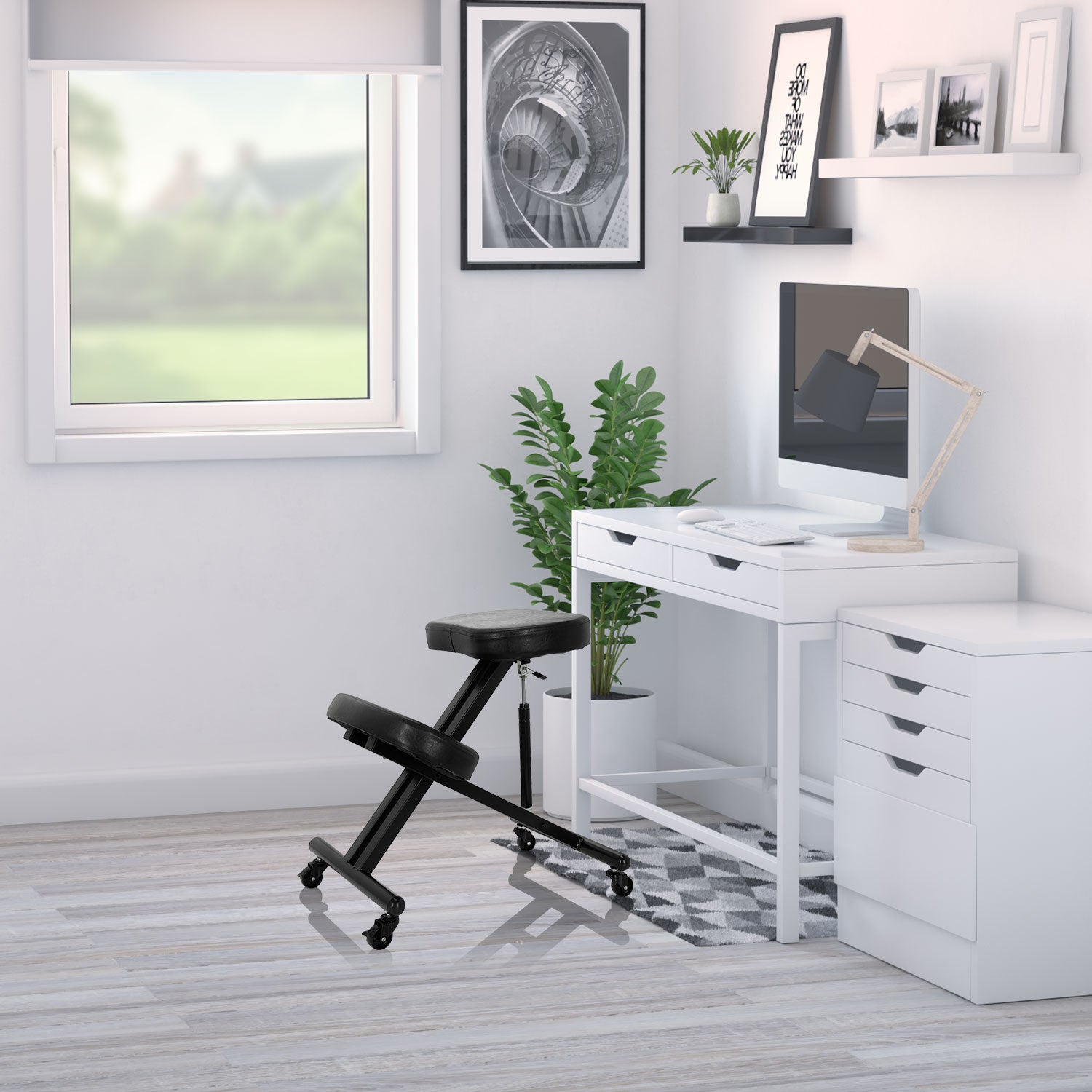 Sgabello ORTHONI con molla a gas Similpelle nero hjh OFFICE - 6