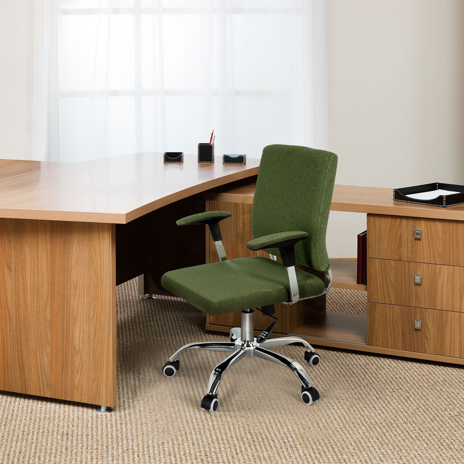 Sedia da ufficio / Sedia girevole CHARLES I Tessuto verde hjh OFFICE - 7