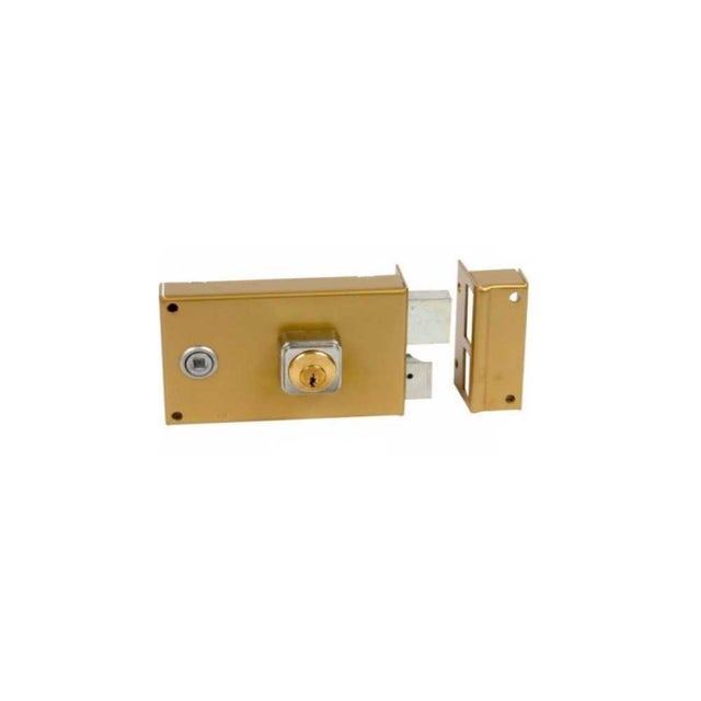 Serrure en applique monopoint BRICARD ALPHA cylindre rond 26 mm coffre acier laquée vieil or