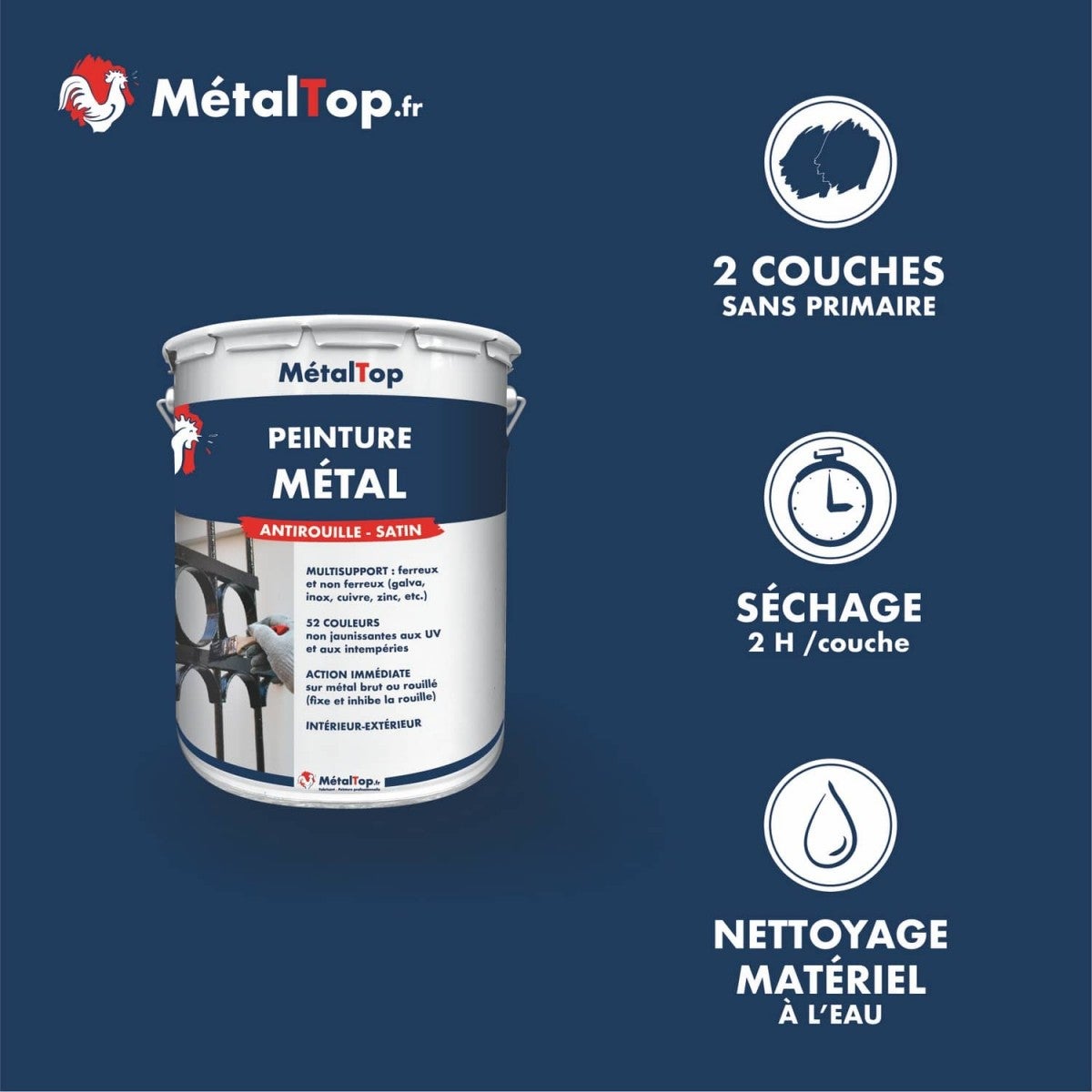 Peinture Metal - Gris anthracite - RAL 7016 - 5 L - Métaltop - 4
