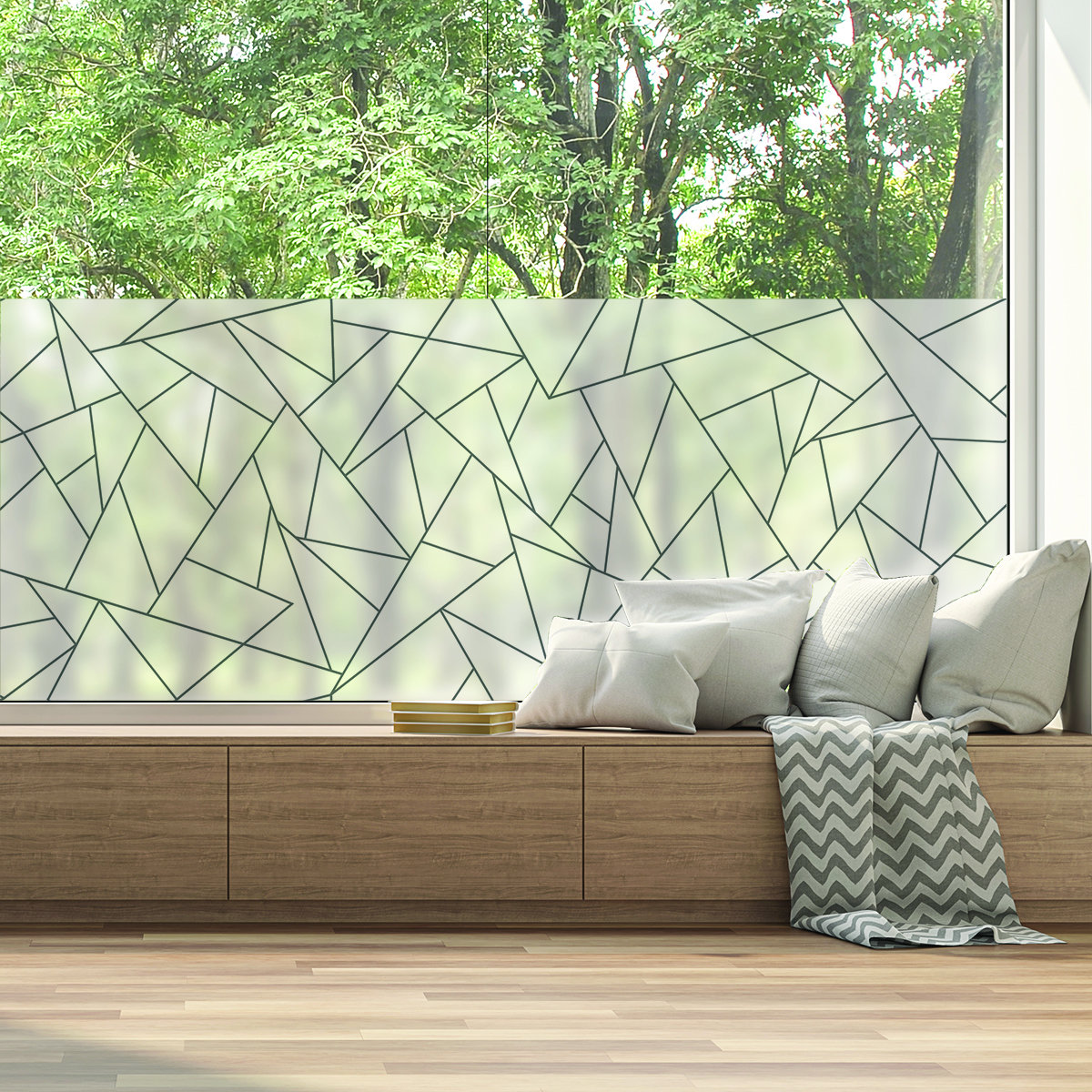 Adhesivo de ventana patrón geométrico gris largo - adhesivo de pared - revestimiento sticker mural decorativo - 40x200cm