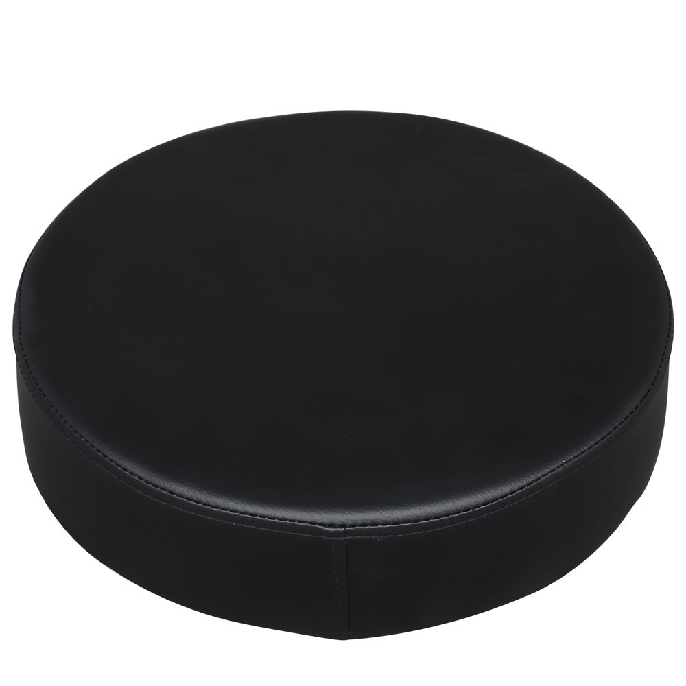Siège Rond Noir en Simili Cuir Semi-PU avec Vérin à Gaz Certifié SGS, Coussin Épais de 8cm en Mousse Moulée, Roulettes en Nylon, Capacité de 150kg - 8