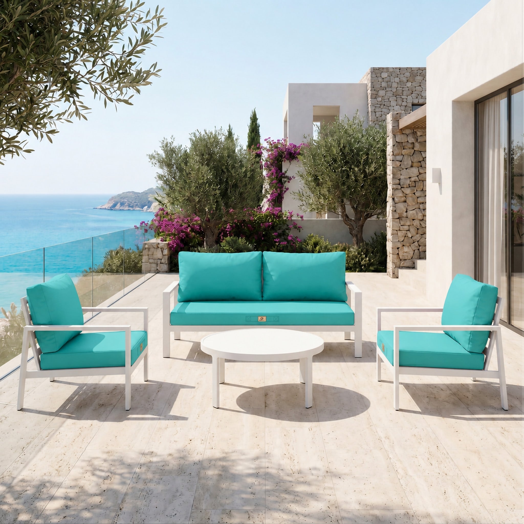Coussins pour salon de jardin déhoussable 50x50cm Bleu caraïbes - 4