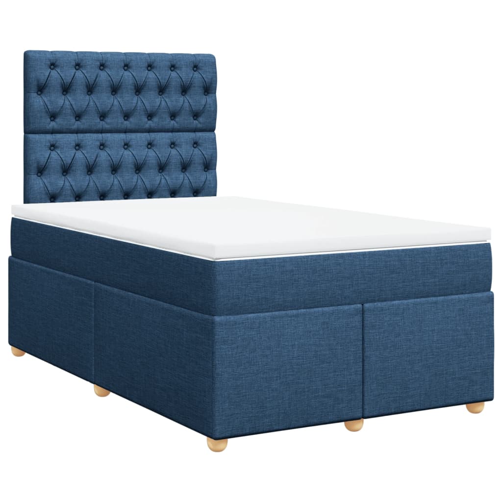 Maison Exclusive - Sommier à lattes de lit avec matelas Bleu 120x200 cm Tissu - 3