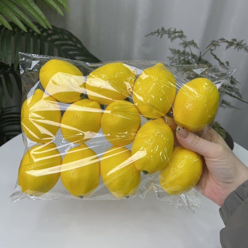 Citron artificiel, faux citron jaune décoratif - 12 jaunes - 6