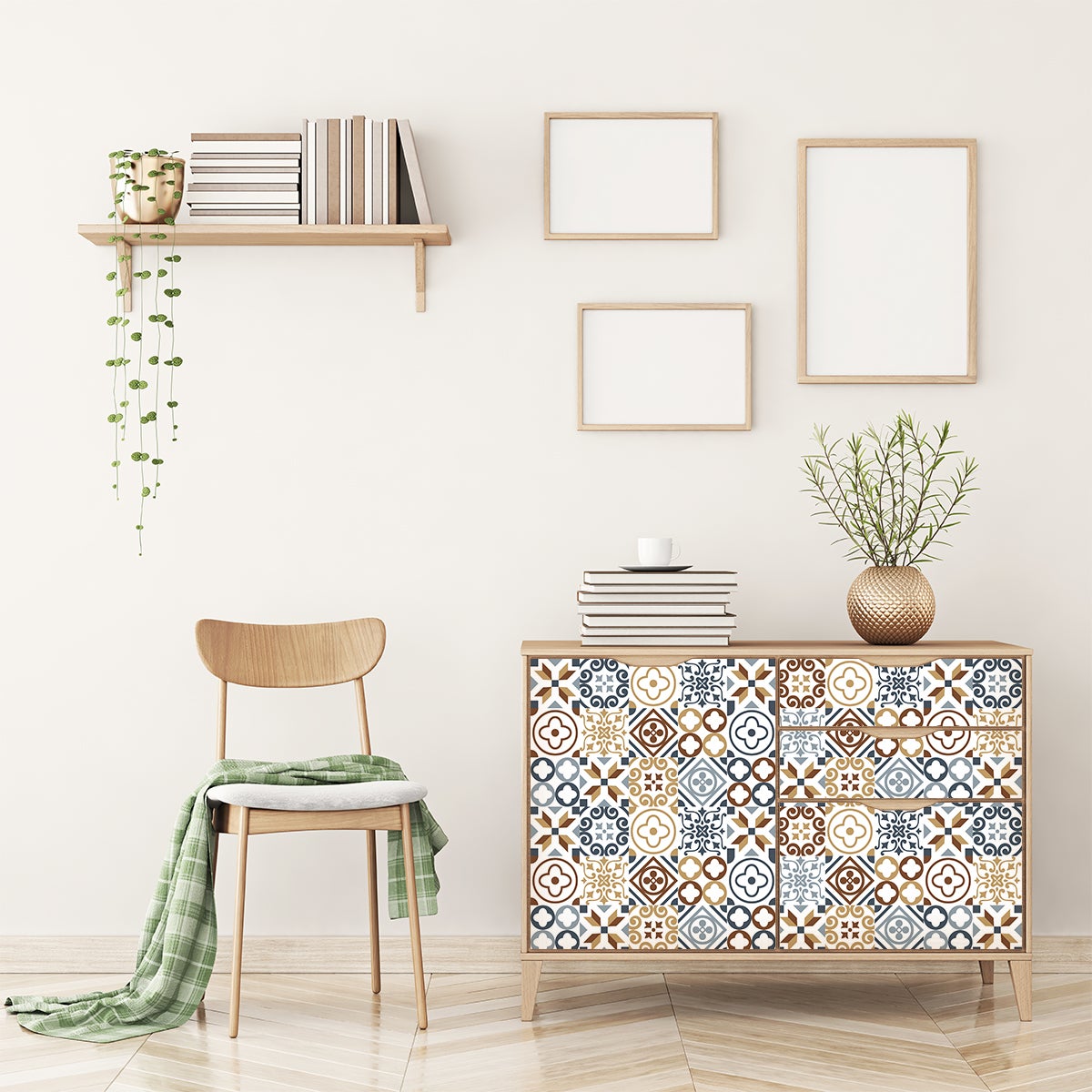 Stickers décoration Meuble - Sticker adhésif Cuisine Salon - 60 STICKERS CARRELAGES MEUBLE LIONEL - 60stickers10x10cm - 3