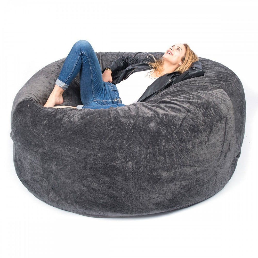 Pouf géant XXL, fauteuil d'intérieur déhoussable - 150 x 180 cm - Sherpa - Gris clair - Vivezen - Pouf - Achat & prix