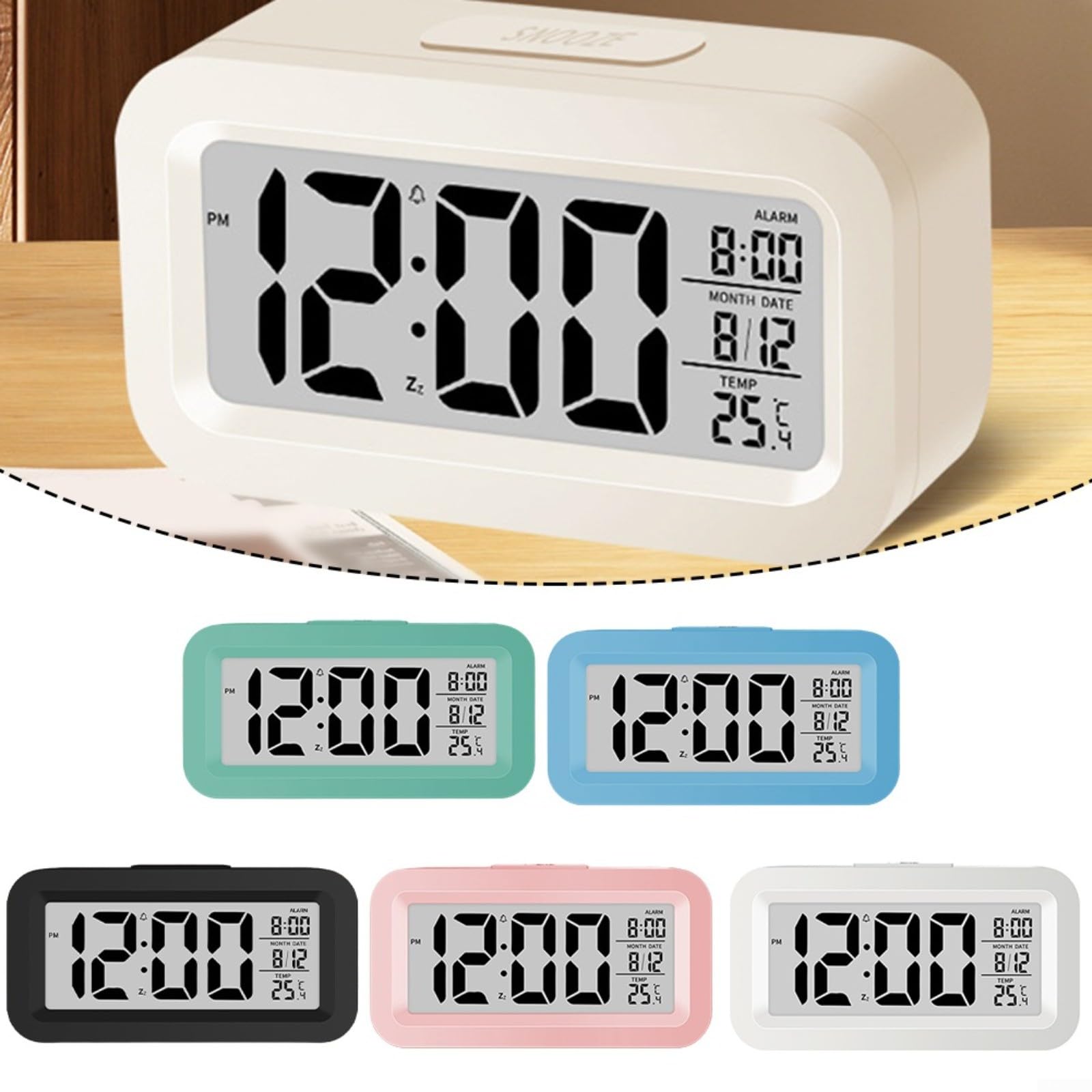 Réveil Numérique LED, Grand Écran Heure Date Température, Plusieurs ...