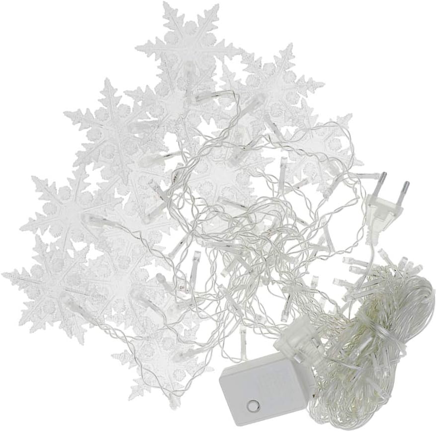 Rideau lumineux flocon de neige, guirlande lumineuse 4M, décoration de fenêtre, noël, mariage, anniversaire-blanc chaud - 6