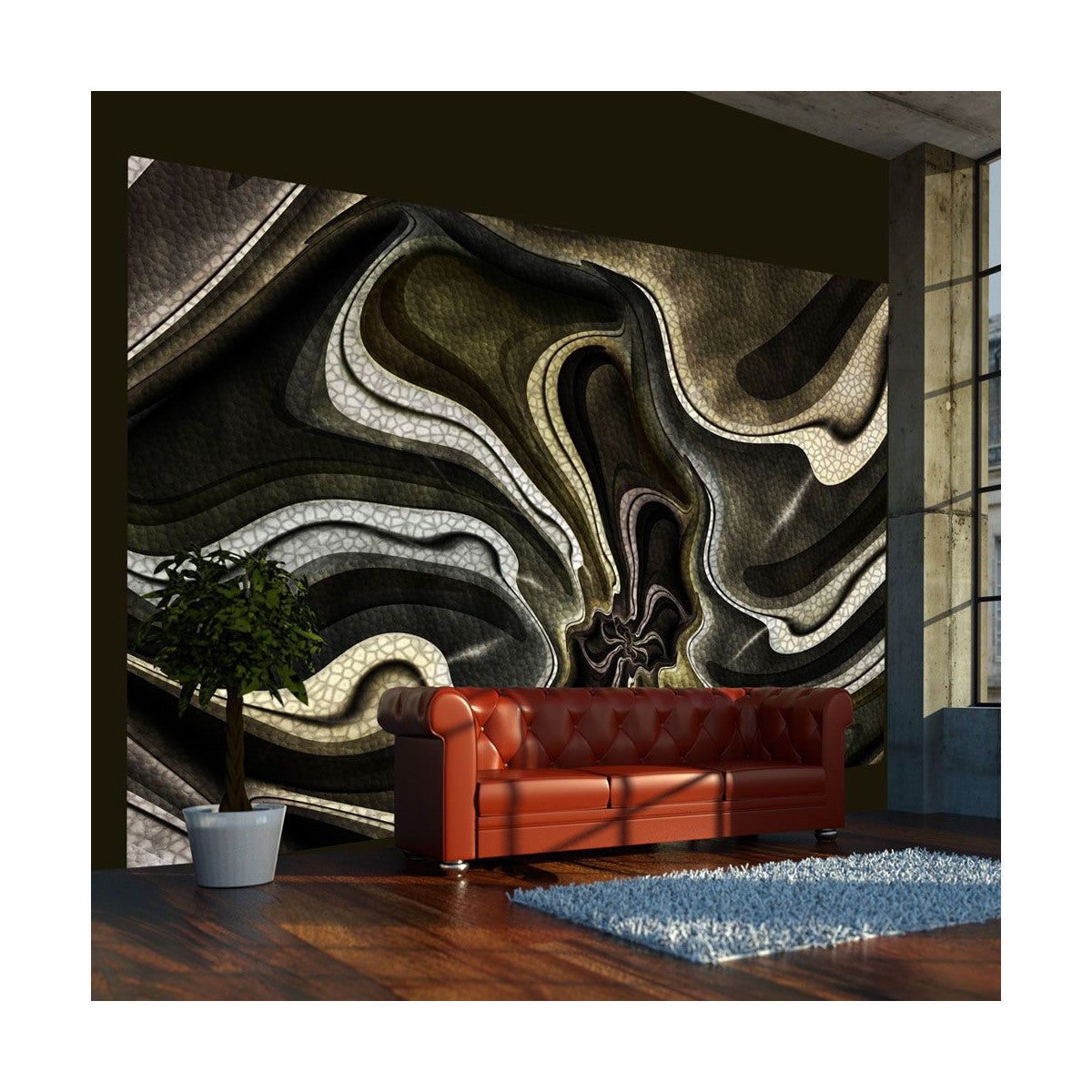 Papier Peint "Green & Brown Textured Fractal" 193 x 250 cm | Leroy Merlin