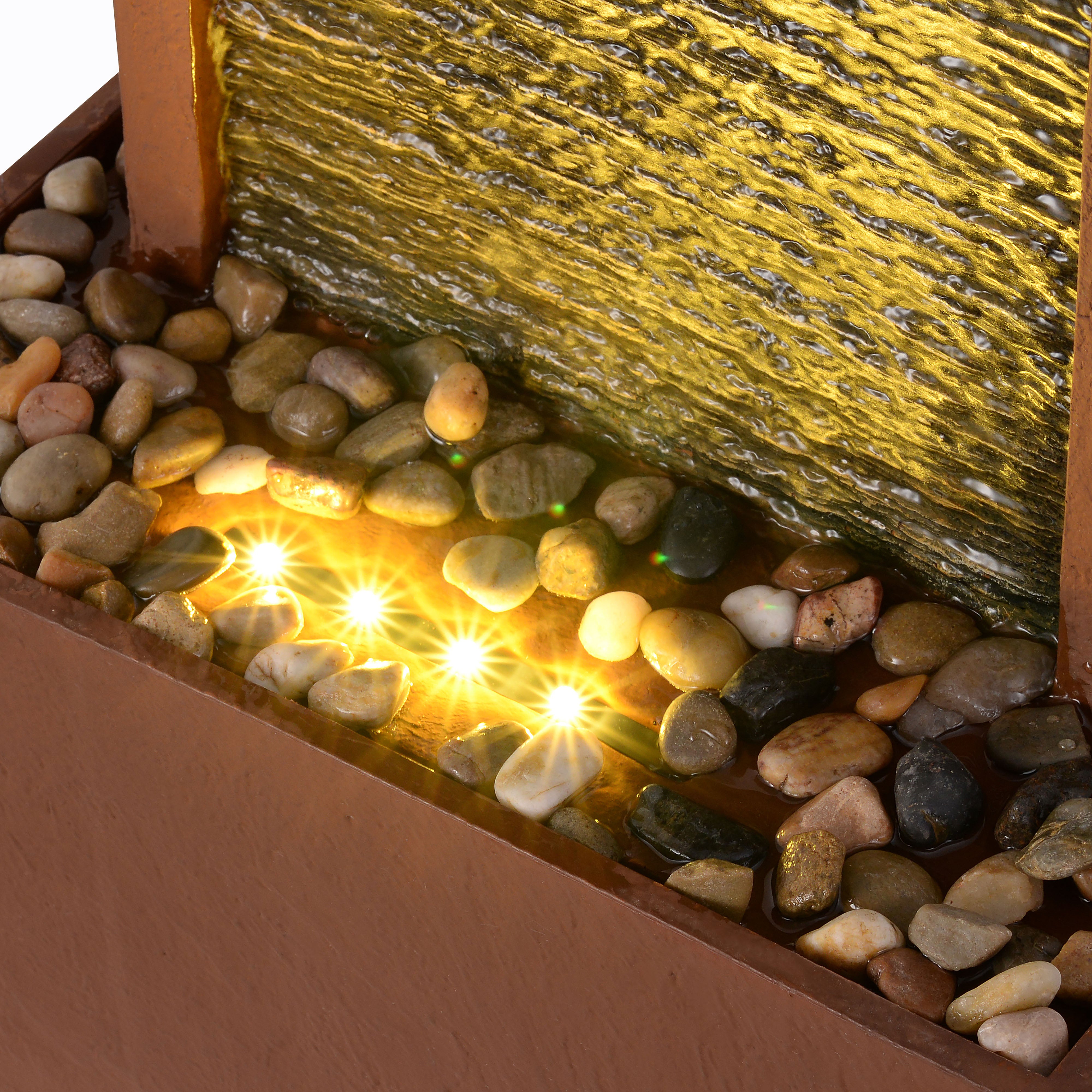 Fontaine murale LED design moderne rocher rouge extérieur, Marron TEAMSON HOME - 5