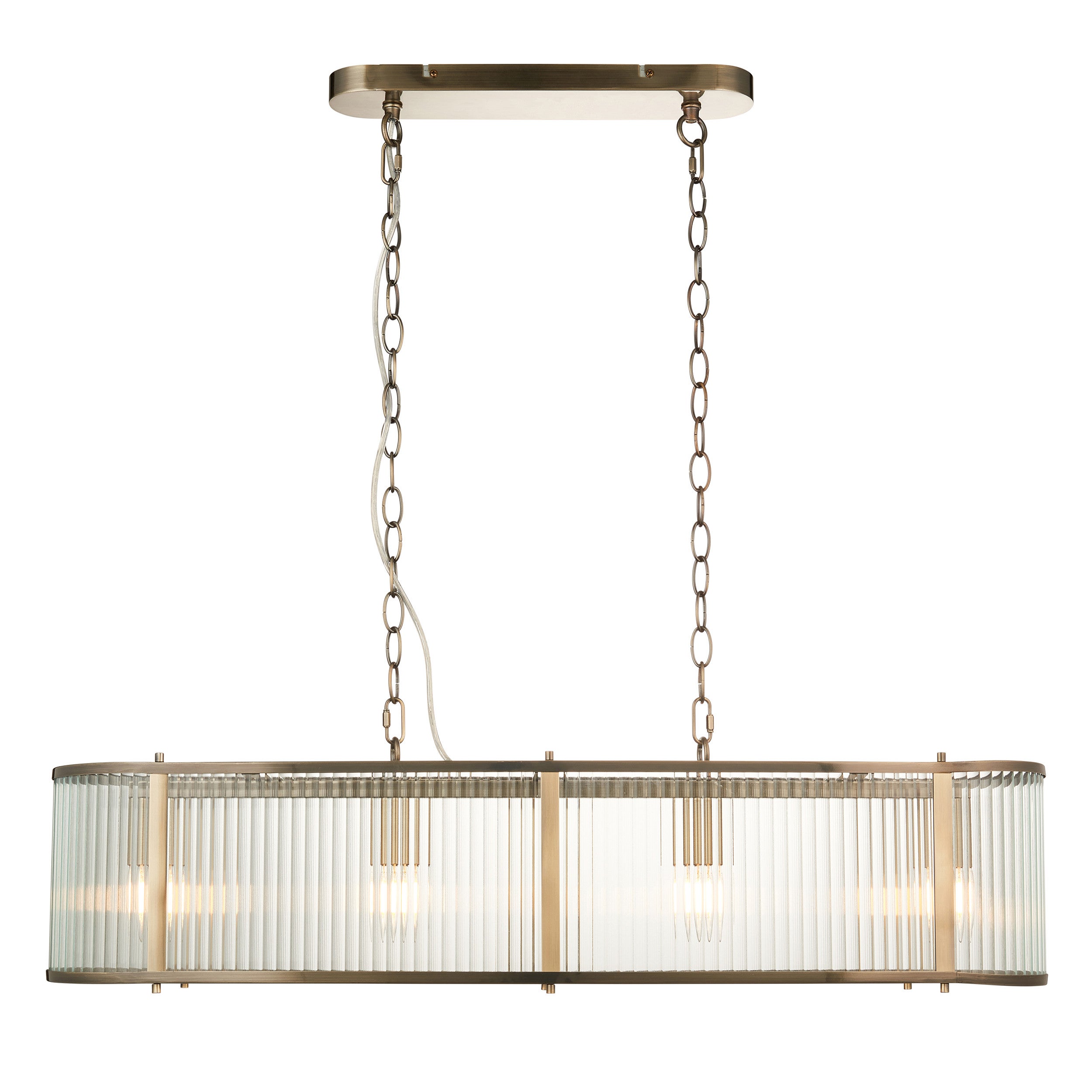 Lampa wisząca RIDGETON antyczna mosiężna 4xE14x15W szkło wym:178x90x20cm IP20 Endon