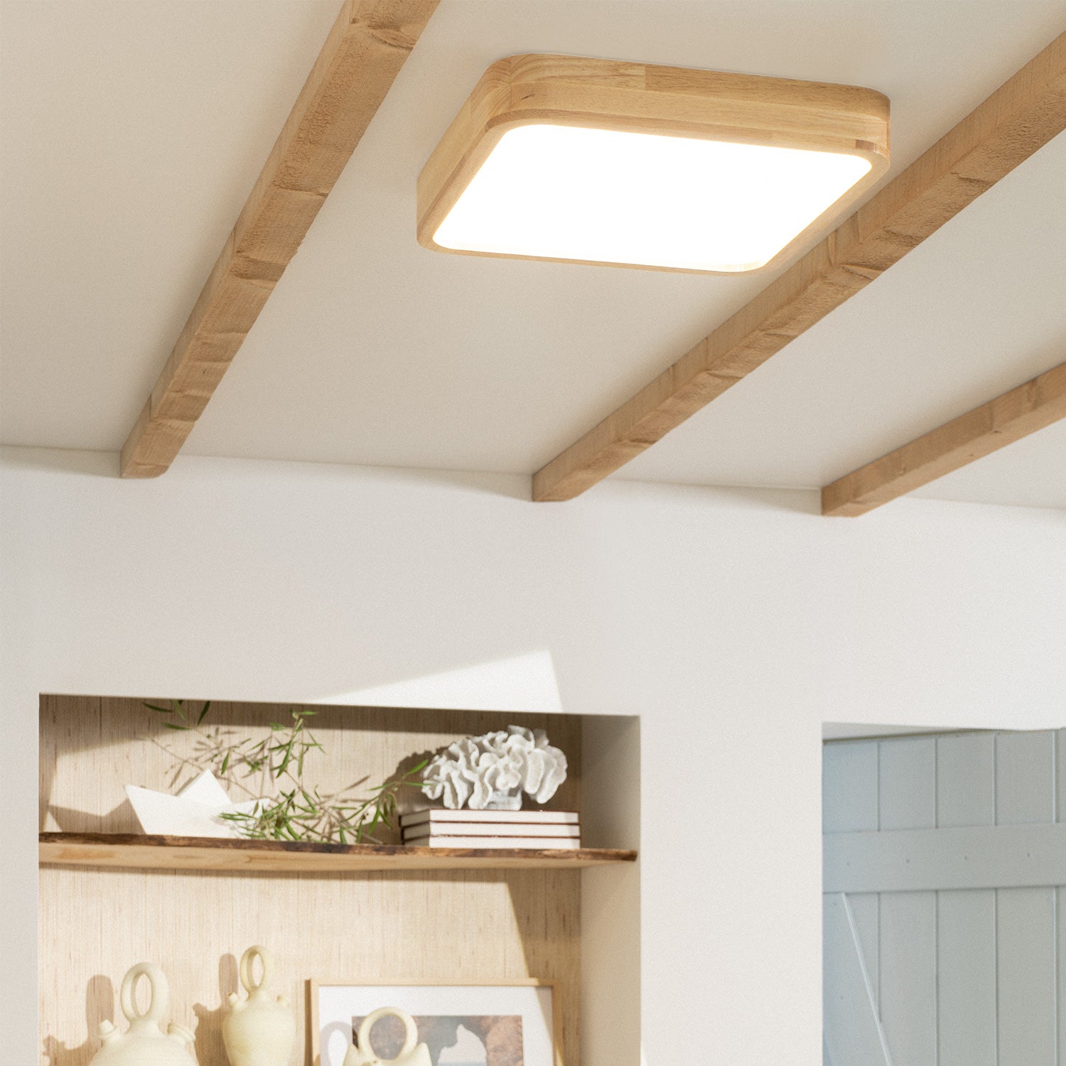 Ledkia - Plafón LED 20W Cuadrado Madera 400x400 mm CCT Seleccionable Kayu, Madera, Madera, IP20, 1500.0lm Bois - 3