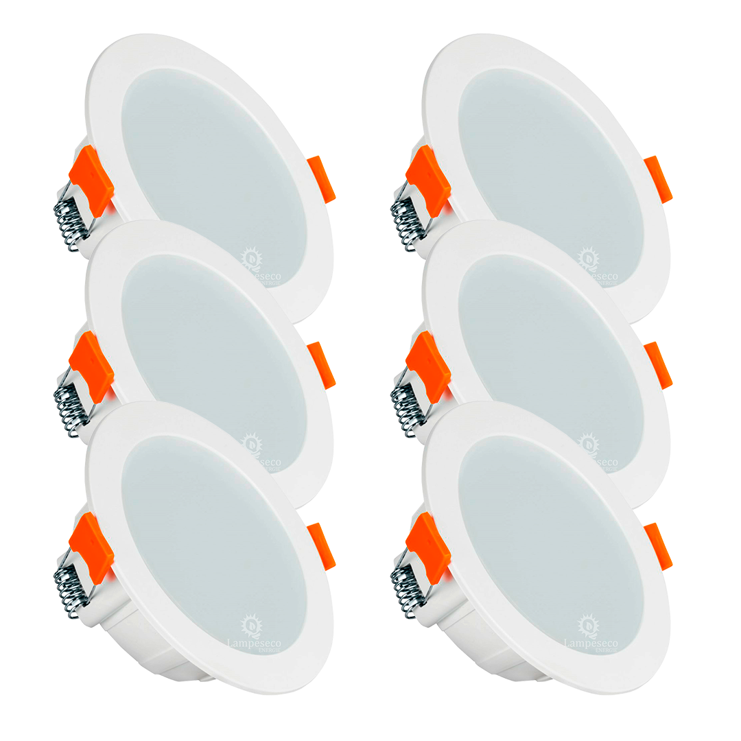 6 Spot LED Encastrable Extra Plat 9W Salle de Bain IP54 Blanc Chaud 3000K - 5