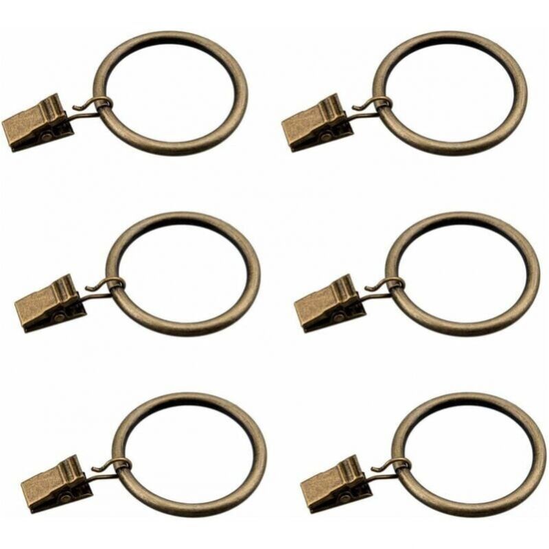 Lot de 30 anneaux de rideaux avec pince, crochets de rideaux en métal, anneaux de tringle à rideaux pour douches et rideaux, en laiton. - 2