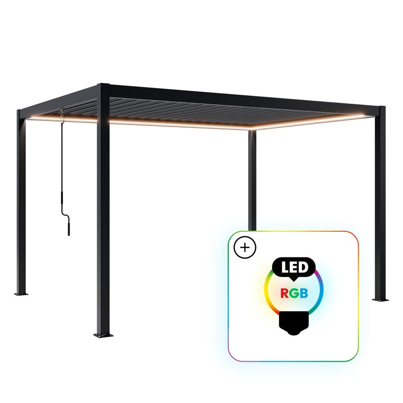 Pergola NORDVIC Skyline LED 3x4 m Antracyt, 100% Aluminiowa