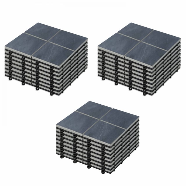 Lot de 24 dalles clipsables en pierre noir
