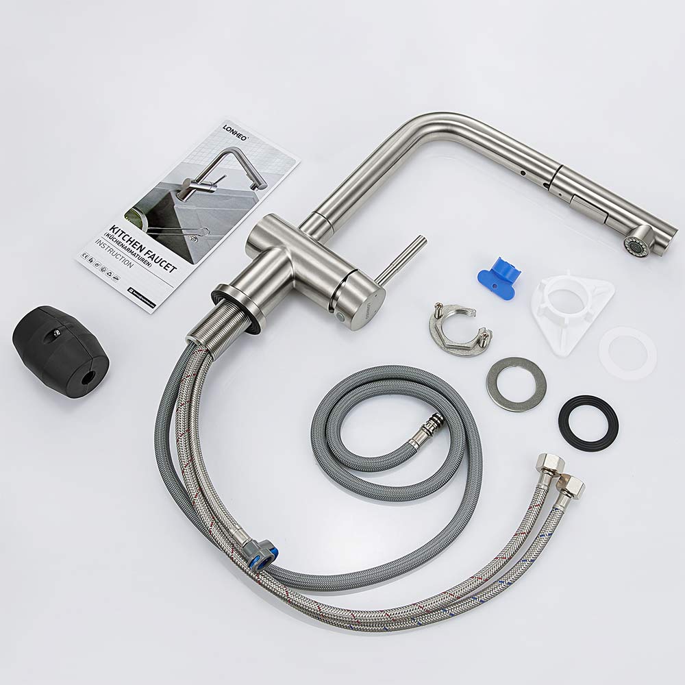 CECIPA Max Mitigeur de Cuisine avec Douchette Extractible - Robinet d'évier de Cuisine extractible en Acier Inoxydable Brossé - 9