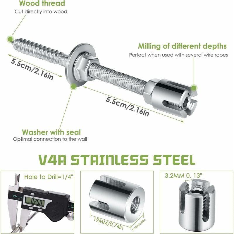 Support Pour Plante Grimpante, Kit Complet En Inox Avec Support Mural Et Corde Diamètre 3Mm (Longueur 16M) - 2