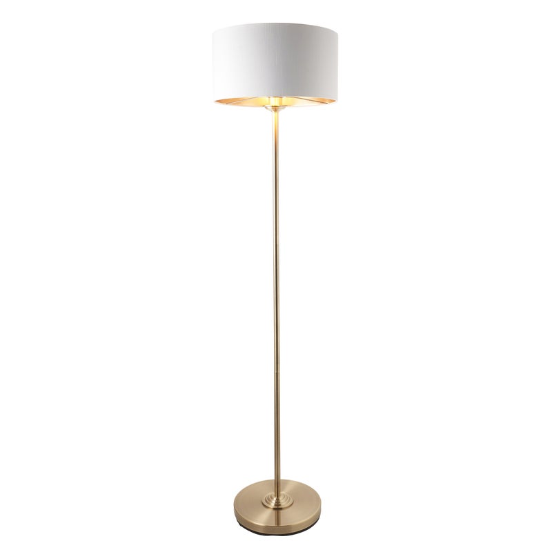 Lampa stojąca z abażurem HIGHCLERE antyczna mosiężna 1xE27x10W metal wym:150x38x38cm IP20 Endon