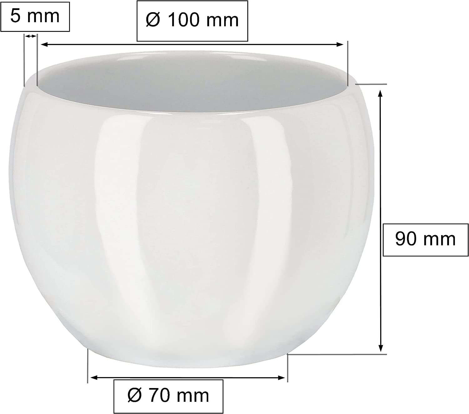 Pot de Fleurs en Céramique - Diamètre : 13 cm - Pour Fleurs et Plantes Blanc - KOTARBAU - 2