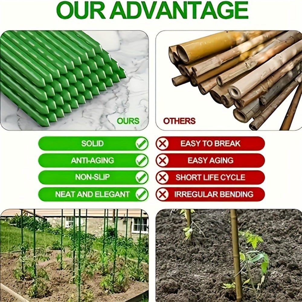 Lot de 58 tuteurs pour plantes de jardin, 20 tuteurs pour tomates, pour plantes grimpantes, plantes en pot, tomates, poteaux de clôture - 3