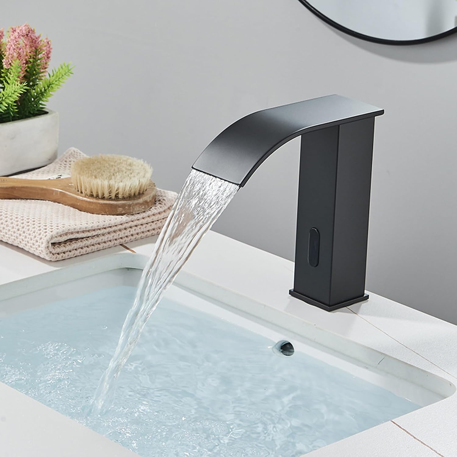 Robinet de salle de bain noir à capteur infrarouge, mitigeur ...