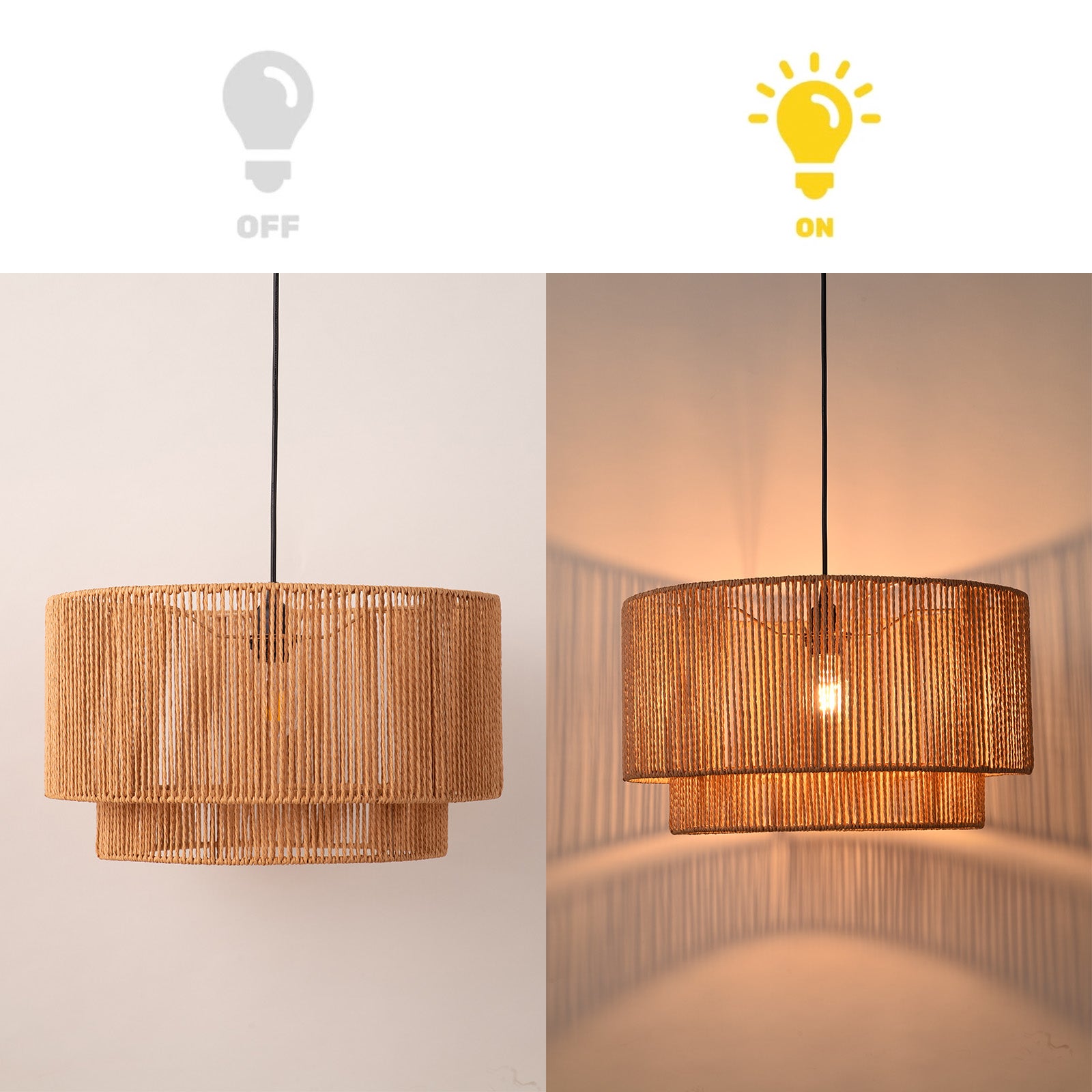 Lámpara colgante de papel trenzado Ø45 cm, estilo nórdico natural, E27 YUNA - 8