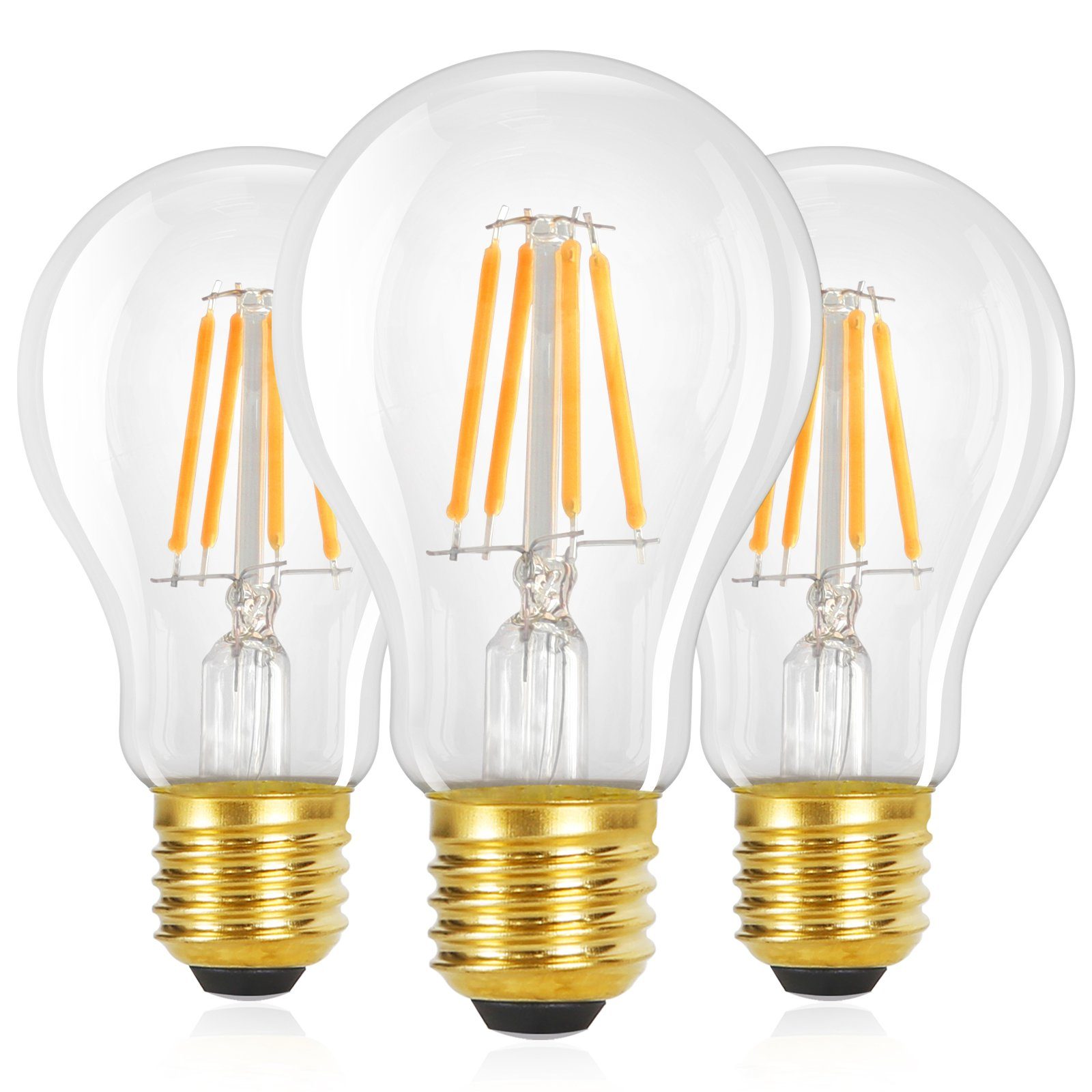 ZMH Zestaw 3 żarówek LED E27 Vintage A60 Edison Lampa 4W 2700K Ciepła biel Żarówka retro Energooszczędna do kawiarni domowych Nieściemnialna