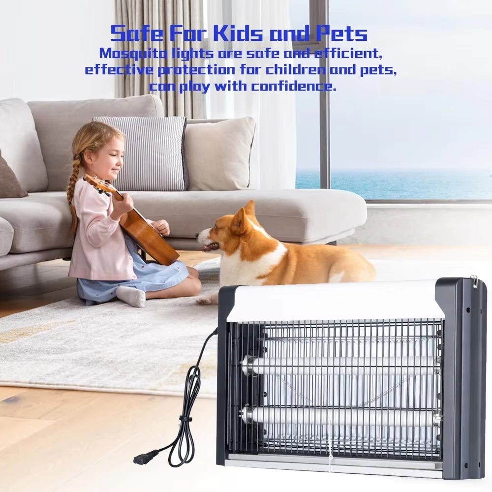 LOLLANDA Lampe anti-moustiques électrique,piège à insectes puissant,lumière UV 20W, piège à insectes volants,Utilisation domestique silencieuse - 6