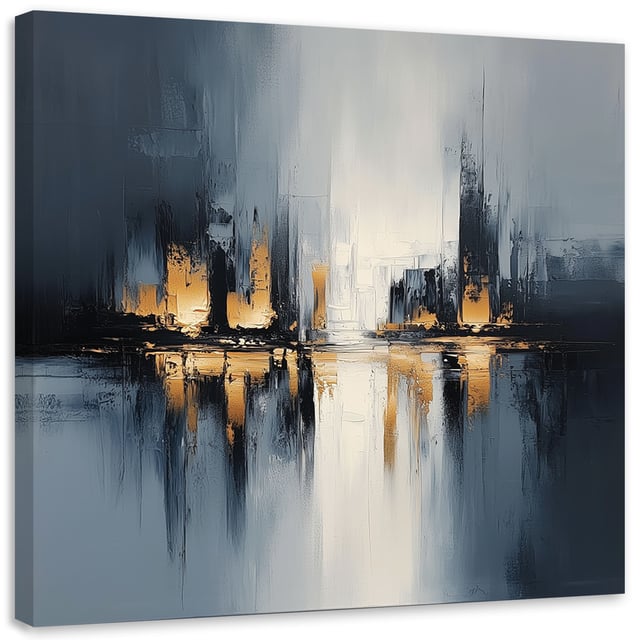 Tabelau sur Toile Abstraction gris orange 30x30