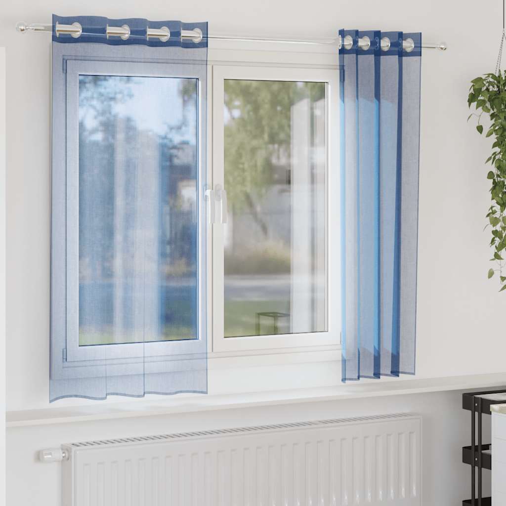 Zasłony woalowe z przelotkami 2 szt. Royal Blue vidaXL