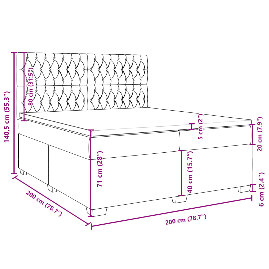 Sommier à lattes de lit avec matelas Bleu 200x200 cm Tissu - 3