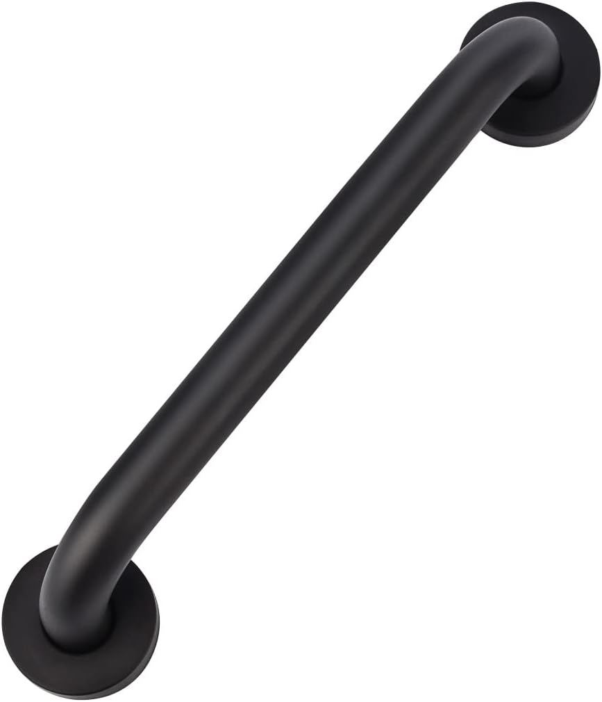 Barra de apoyo para baño, 30 cm, antideslizante, acero inoxidable 201, barra de seguridad negra con acabado al aceite, pasamanos para bañera, inodor