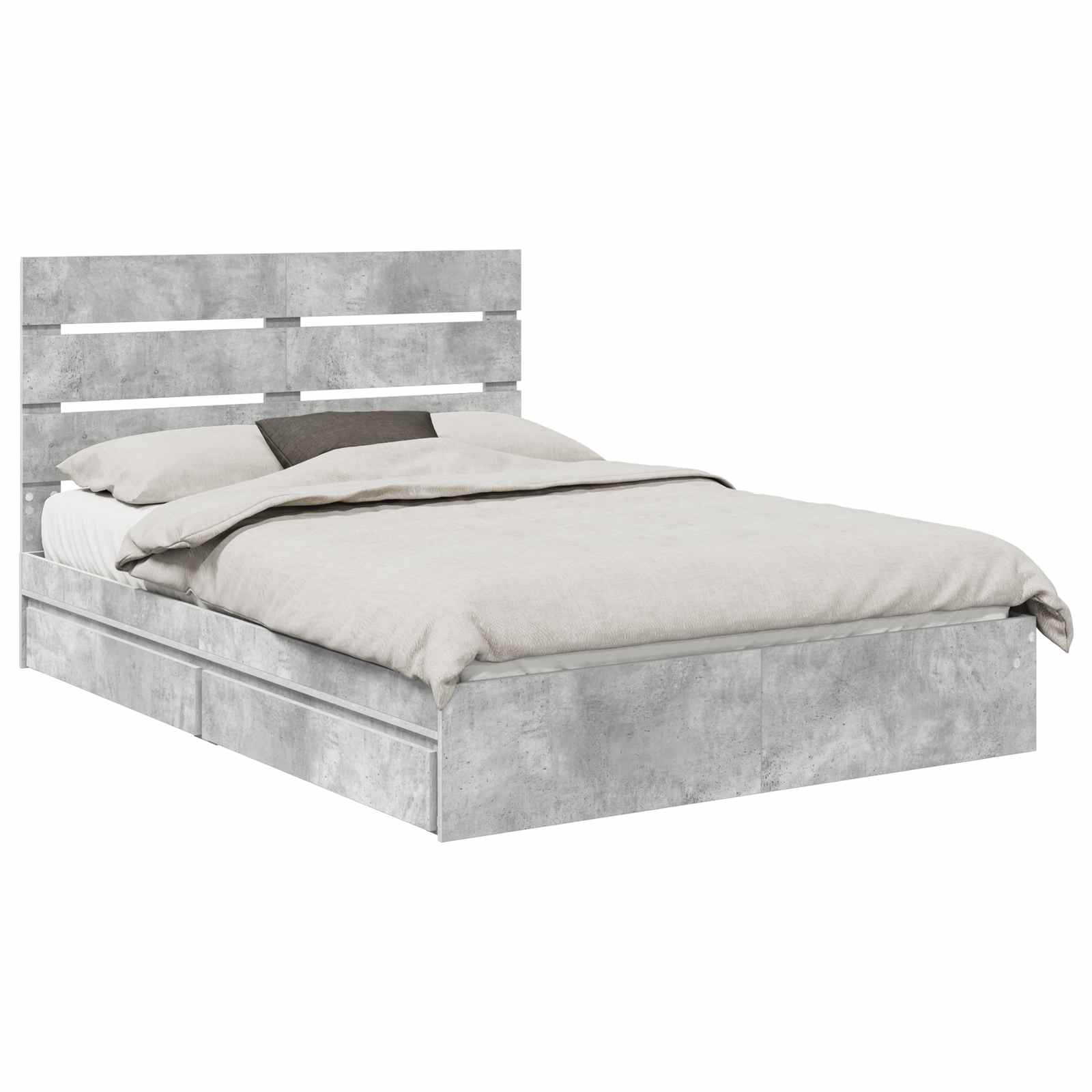 Lit de Rangement Gris béton 150 x 200 cm Bois d'ingénierie - 2
