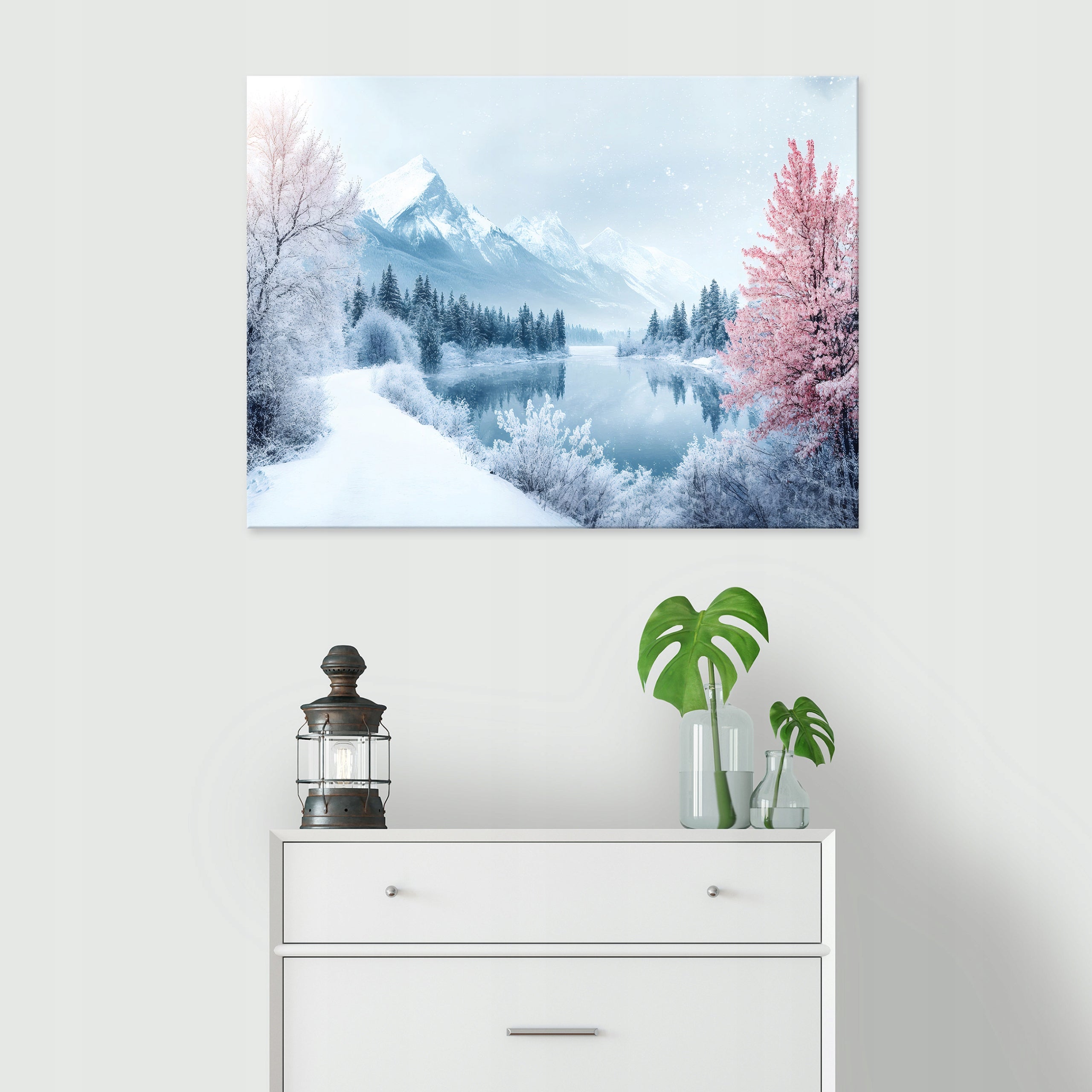 Tableau Décoration Murale Impression Sur Toile Montagnes Bleu Paysage - 100x70 cm - Tableau Décoration Murale Chambre et salon - 2