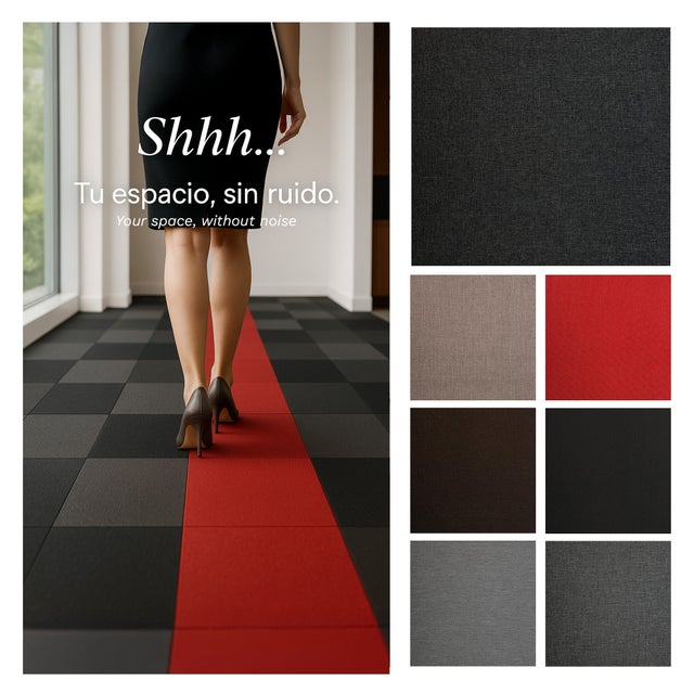 Panneaux Acoustiques Textiles Modulaires Gris Foncé 50x50 cm | Lot de 20 (5 m²) | Recyclés, Antidérapants et Doux | Modèle Eco Resonance