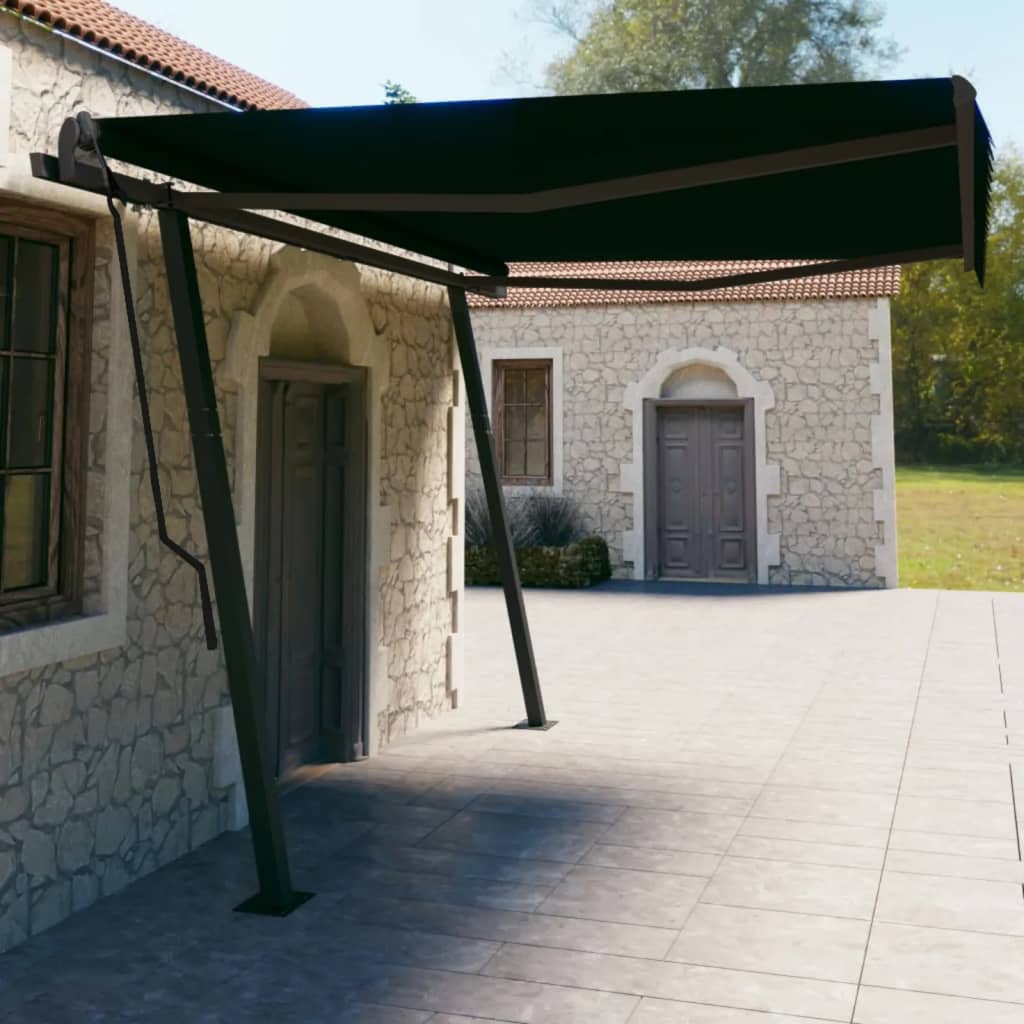 vidaXL Tenda Sole Retrattile Manuale Parasole LED 5x3 m Crema