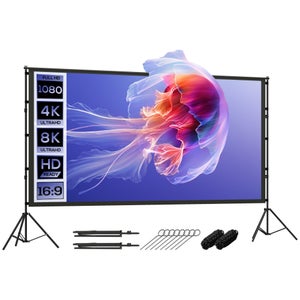 Écran De Projection 120 Pouces EMART Avec Trépied – Toile 16:9 HD 4K Portable Intérieur/Extérieur + Sac
