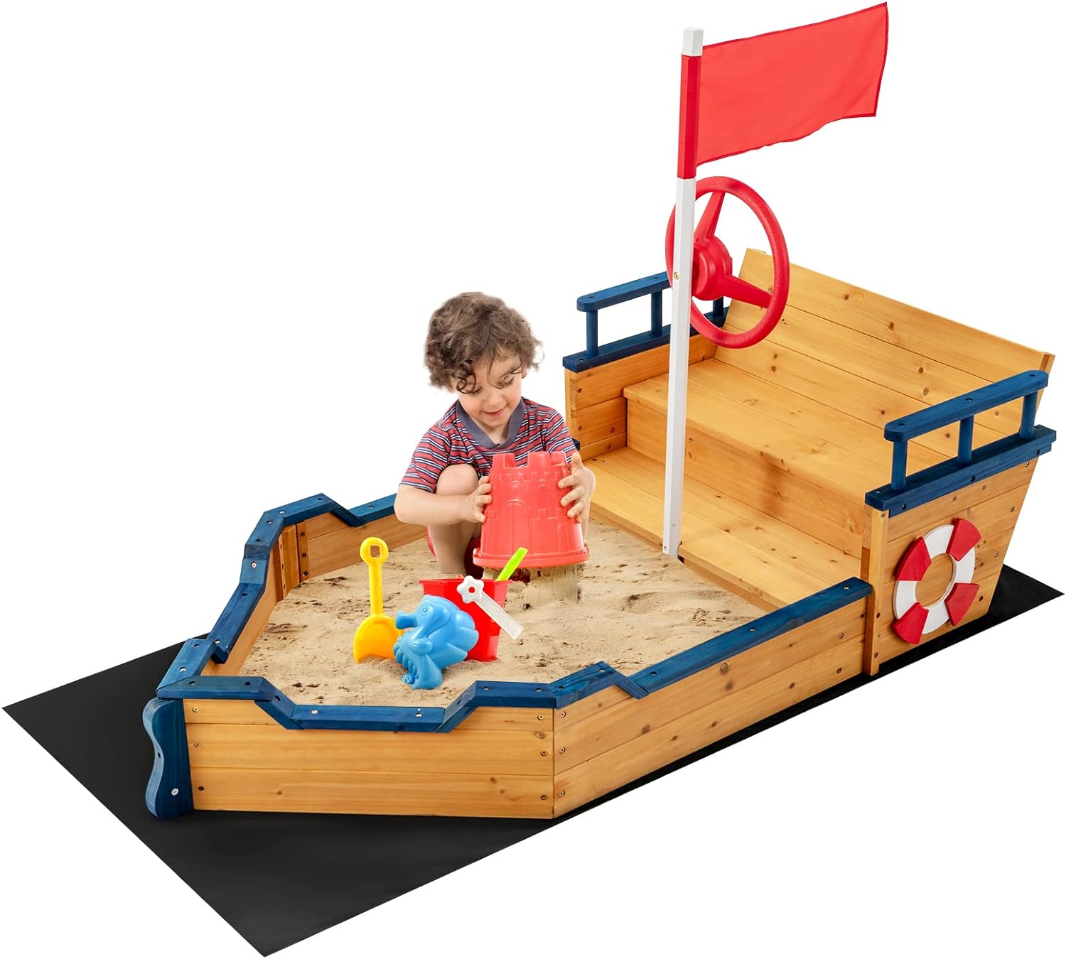 Bac à sable bateau 190x90cm en bois massif Aksent - Exit Toys Bac à sable bateau 190x90cm en bois massif Aksent - Exit Toys