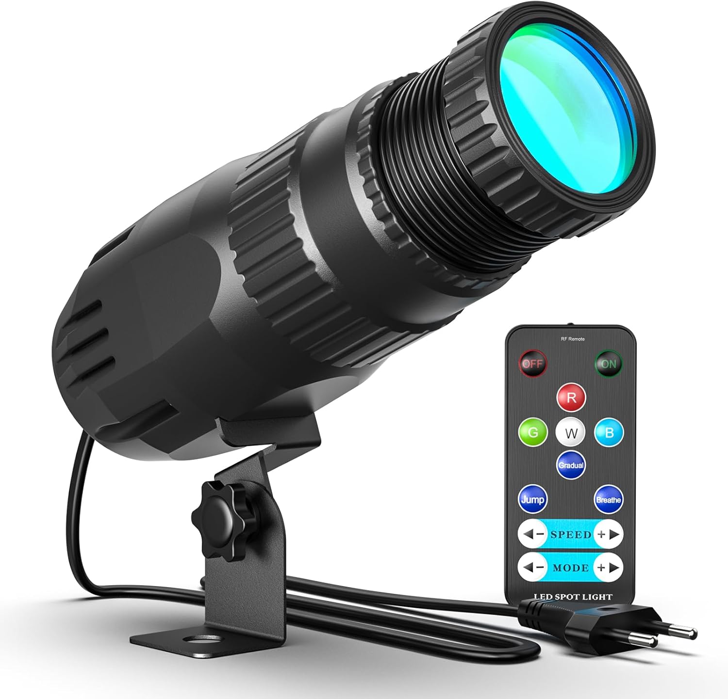 Projektor LED Pinspot 20 W RGBW 4 w 1 z pilotem, 4 tryby, kula dyskotekowa, do dyskoteki, DJ-a, sali tanecznej, na imprezę, karaoke, wesele
