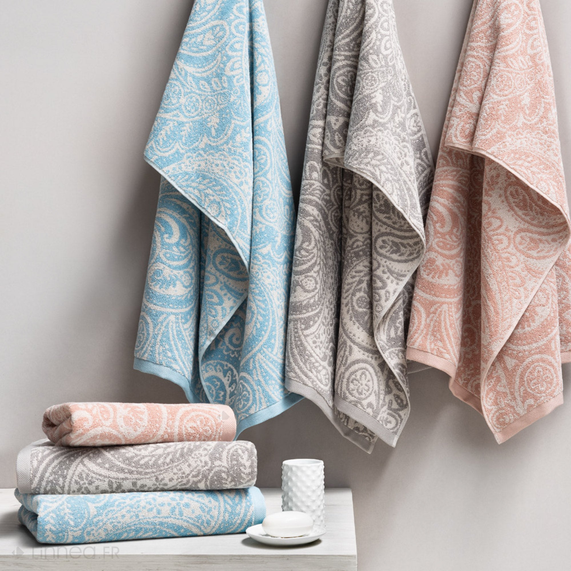 Lot de 2 serviettes invité en éponge - Brique - 33x50 cm - Coton | Leroy Merlin