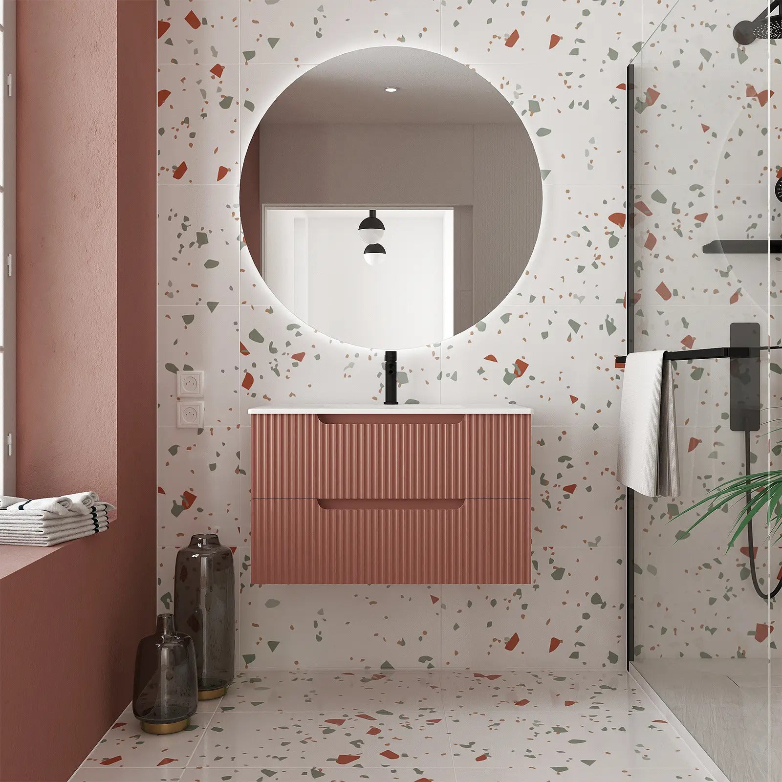Set di mobili da bagno con lavabo Daria nero 80cm